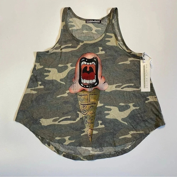 Prince Peter Collection Tops - NWT XS Camo Print Graphic Tank Prince Peter Collection I Scream Ice Cream